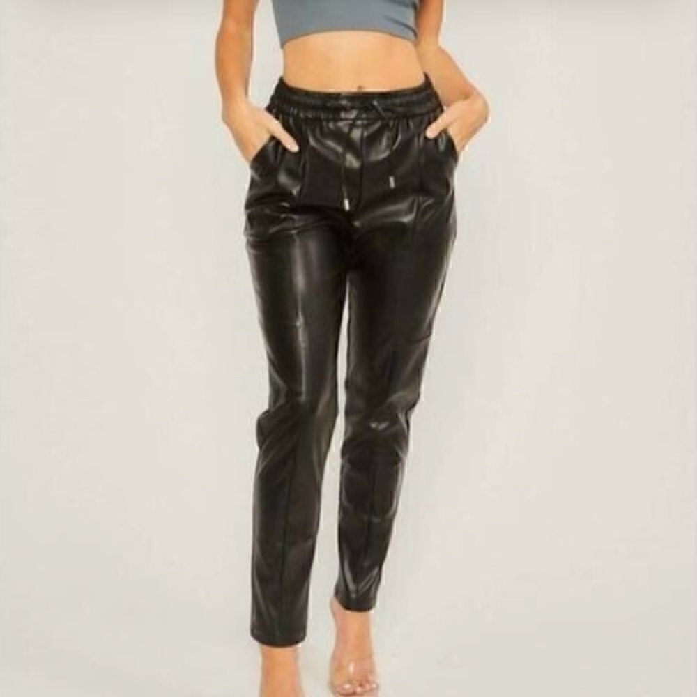 Love Tree Brown Faux Leather Pants(Size Medium)
